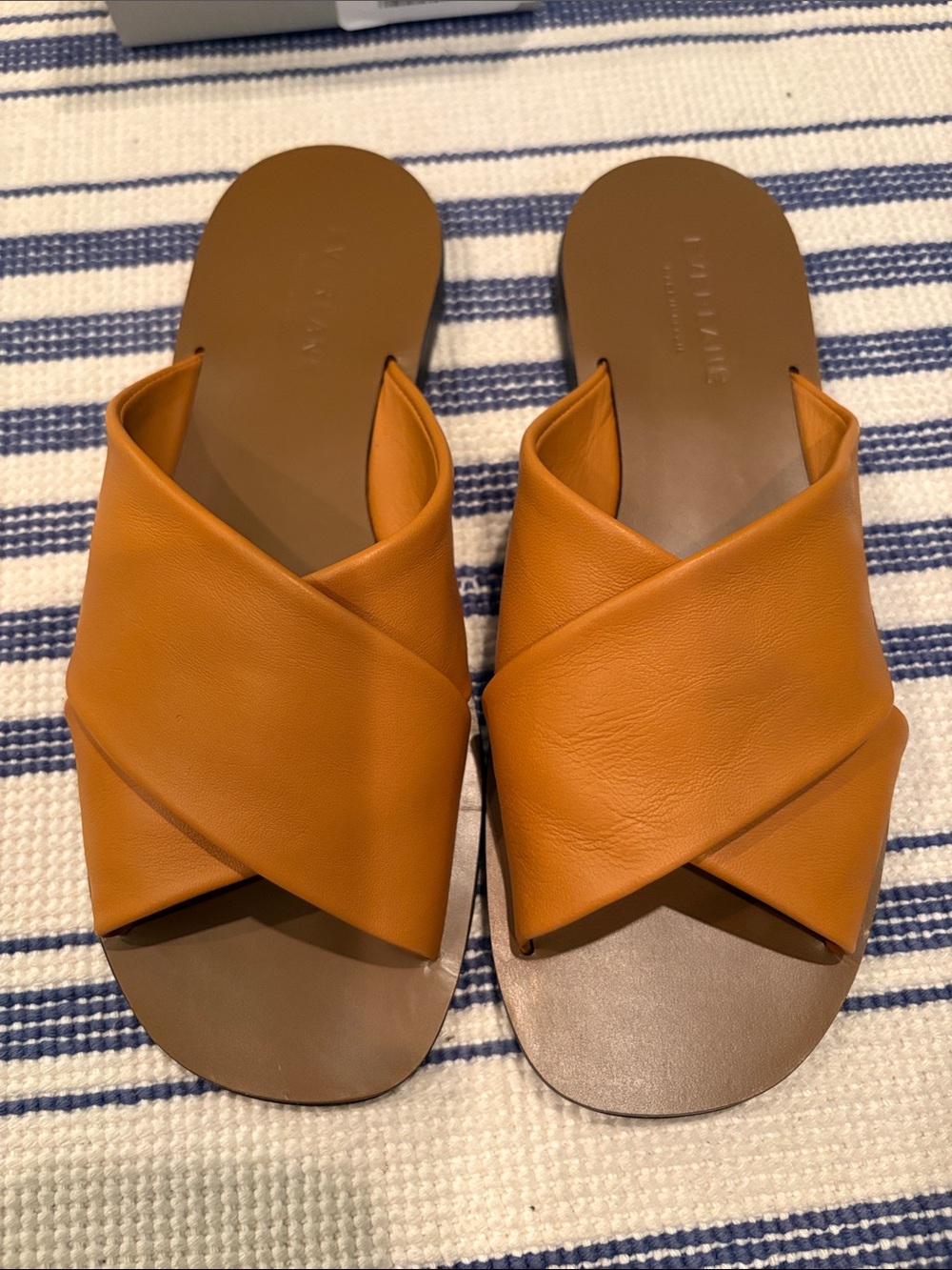 NWT Everlane Day Crossover Leather Slide Sandals in Brown Size 6.5